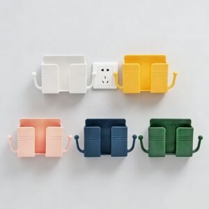 Mobile phone charging bracket with hook multi-function wall-mounted remote control storage box mobile phone charging wall rack