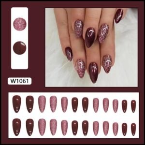 24pcs Shiny Almond Press on Nail