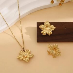Hexagonal 18k gold plated Stainless Steel set (earrings & necklace)