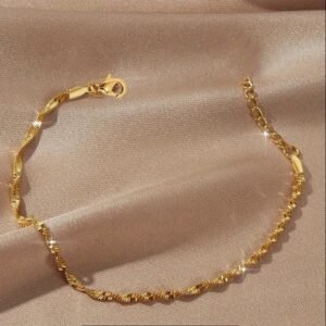 Non tarnish gold stainless steel waterproof bracelet